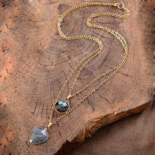 Moonstone Double Chain Necklace Valentine's Day