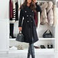 Women's Double Breasted Wool Trench Coat, Notch Lapel Midi Long Winter Coat With Belt