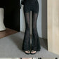 Women's High Waist Mesh See-through Casual Pants