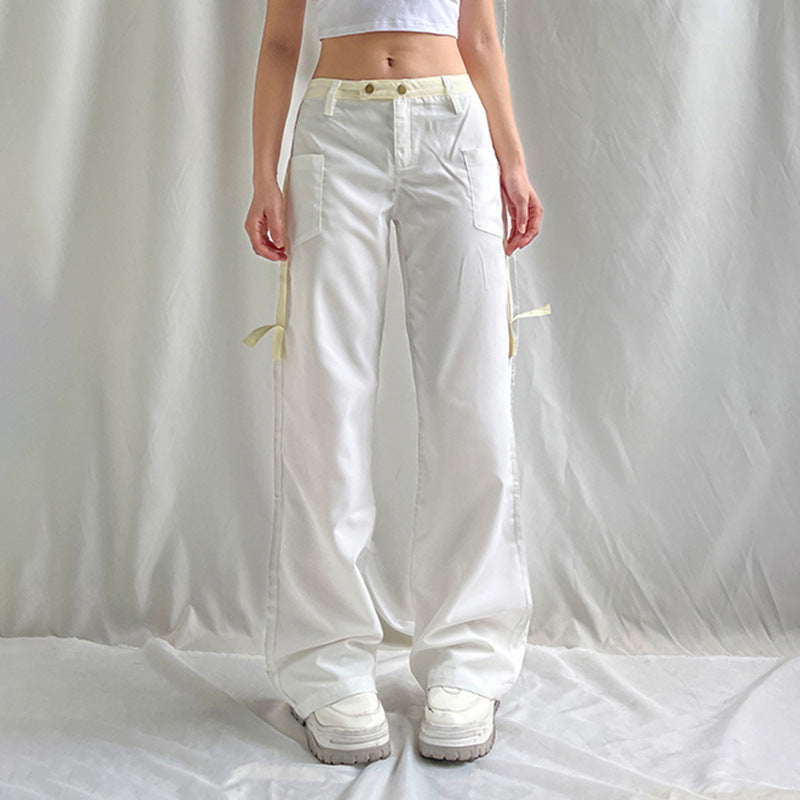 Women's Fashion Low Waist Solid Color Casual Pants