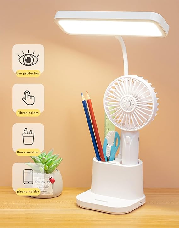 Dimmable LED Study Table Lamp with USB Charging