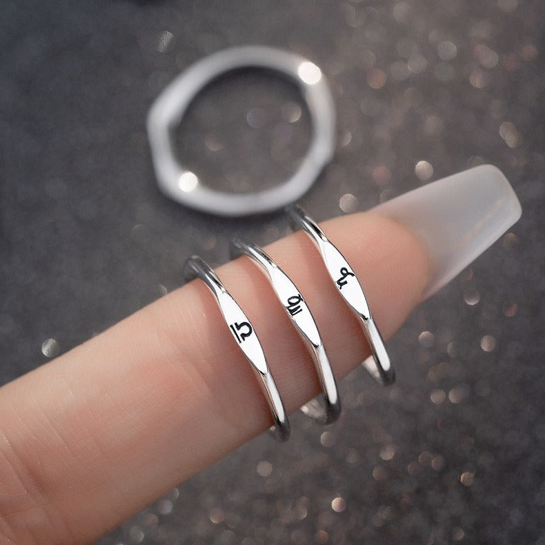 Simple Twelve Constellation Open Ring Single Exclusive Ring