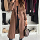 Women's Notch Lapel Trench Coat, Single Breasted Mid-Long Coat