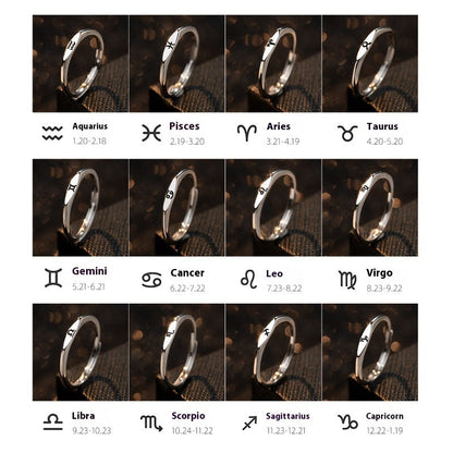 Simple Twelve Constellation Open Ring Single Exclusive Ring