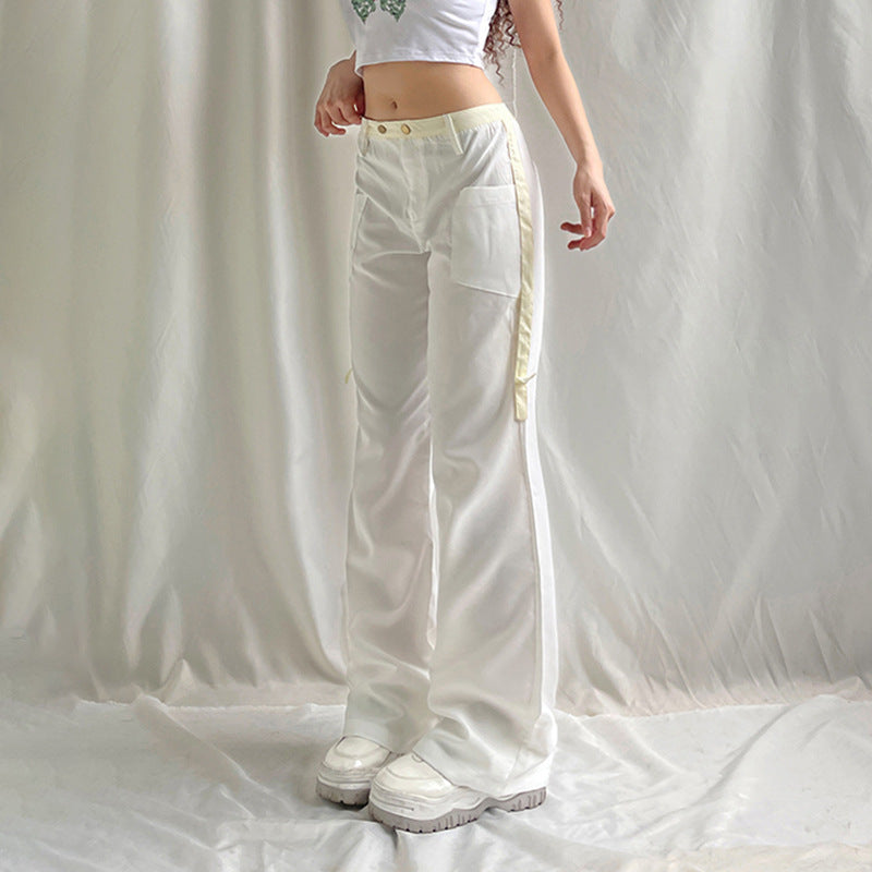 Women's Fashion Low Waist Solid Color Casual Pants