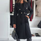 Women's Double Breasted Wool Trench Coat, Notch Lapel Midi Long Winter Coat With Belt