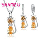 Silver Color Crystal Cute Cat Jewelry Set