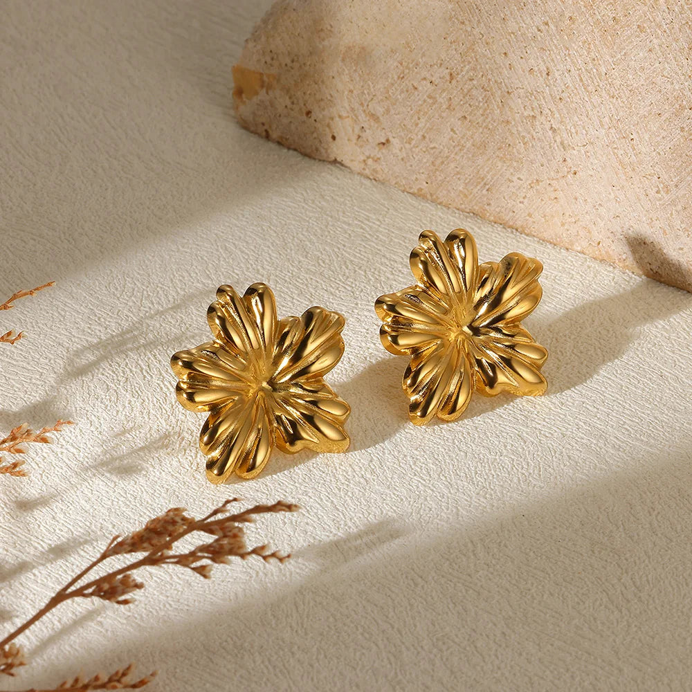 Geometric Flower Stainless Steel Earrings
