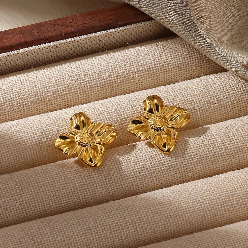 Geometric Flower Stainless Steel Earrings