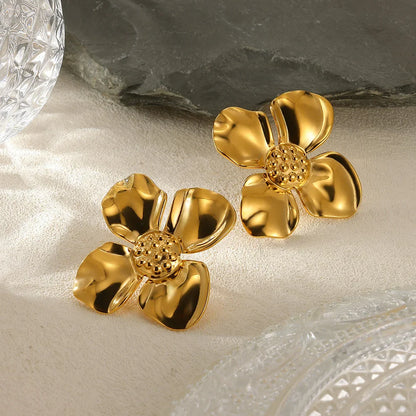 Geometric Flower Stainless Steel Earrings
