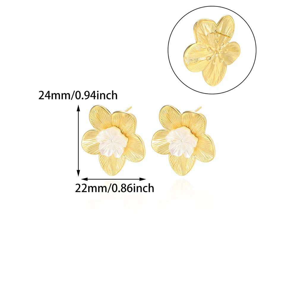 Geometric Flower Stainless Steel Earrings