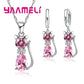 Silver Color Crystal Cute Cat Jewelry Set