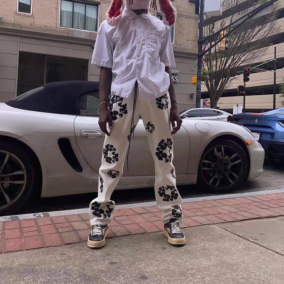 Men's And Women's Motorcycle Straight-leg Casual Jeans