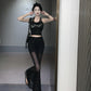 Women's High Waist Mesh See-through Casual Pants