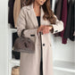 Women's Notch Lapel Trench Coat, Single Breasted Mid-Long Coat